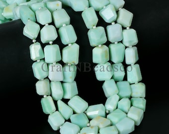 Faceted Green Opal Nugget Beads: 10-15mm Peruvian Gemstone Strand