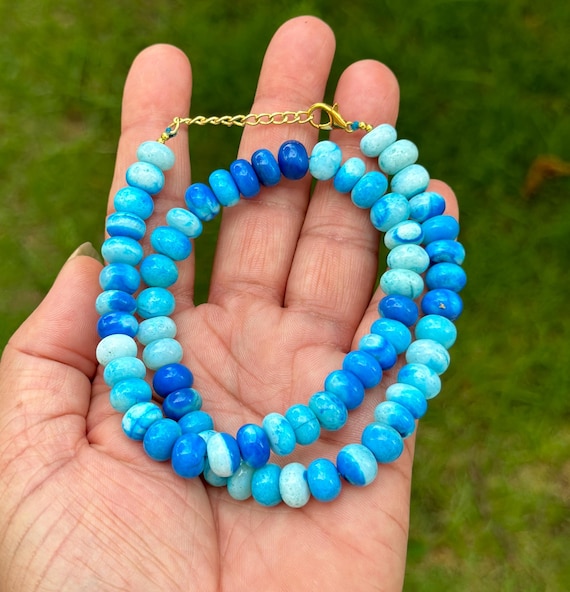 100% Natural Opal Shaded Gemstone Rondelle Smooth Necklace