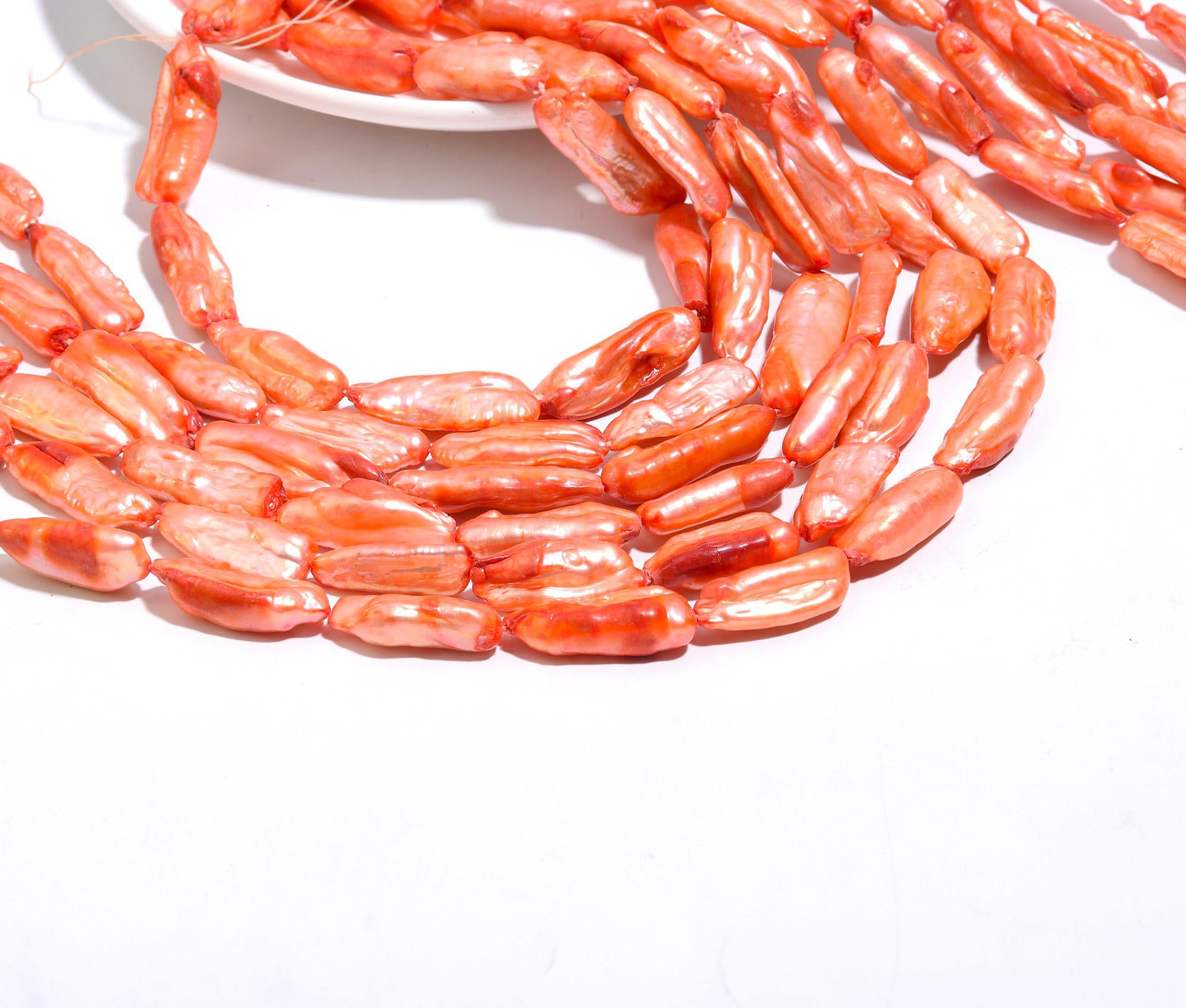 Top Colour Biwa Stick Freshwater Pearls, 16" inch Strand, Loose Pearls, Natural Pearls, High Quality, Real cultured pearl beads