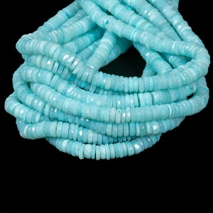 Perline a forma di disco Heishi in opale blu peruviano autentico, filo da 6-6,5 mm, qualità AAA, perline di pietre preziose autentiche per la creazione di gioielli.