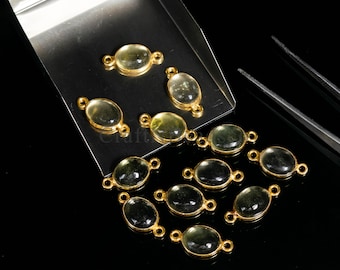 Beautiful Lemon Quartz Gemstone Connector, faceted Lemon quartz Bezel Charm, Earring Connector, Double  Bail  jewelry Craft Making