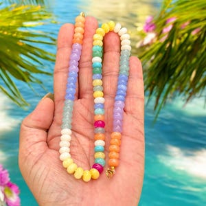 18 Inches~~Rainbow Color Multi Gemstone Smooth Rondelle Beads~~Candy Gemstone Necklace~~Rainbow Color Gemstone Necklace~~7.5-8.0 mm app.