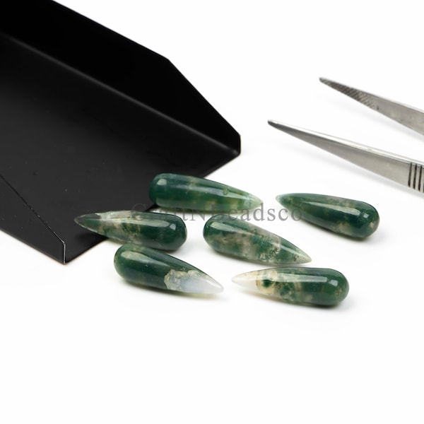 Perline a goccia in agata muschiata fatte a mano, materiale per bigiotteria (7 x 22 mm)