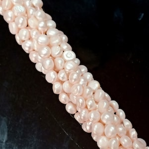 Natural Baby Pink Fresh Water Pearl Beads, potato shape Beads, 6- 7mm Light Pink  Pearl Gemstone, Pearl Making Jewelry Craft Supplies