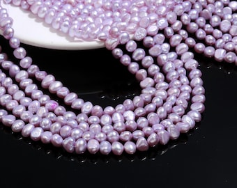 Light lavender Freshwater Pearls, Baroque Natural Beads/ Stones - DIY Jewelry Bracelets Necklace - Varying Shapes 6-8mm INDIA Shop