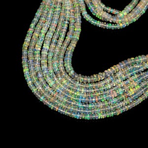 AAA+ Grade ~ Ethiopian Opal Plain Beads, Beaded Opal Beads, Smooth Opal Beads, Fire Opal Beads, Rondelle Opal Beads, Opal Jewelry ~4-5 mm