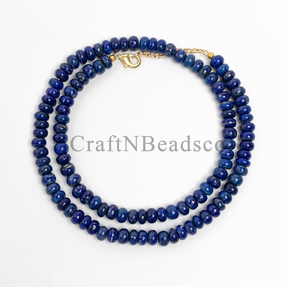 Collana Con Pietra Preziosa Liscia In Lapislazzuli Naturale Di Qualità AAA, Forma Rotonda, Perline Da 6-7 Mm, Regalo Per Moglie E Fidanzata. IN OFFERTA. - Italia - Foto 10