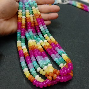 Beautiful Rainbow shaded color Quartz smooth rondelle shape Beads, 7-8mm Multi color Quartz rondelle gemstone beads, Wholesale jewelry craft
