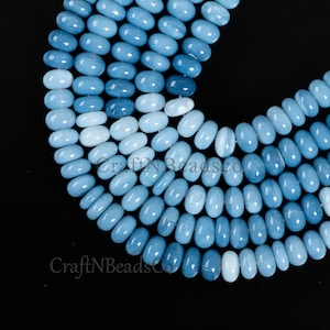 Natural Blue opal  Roundelle Shaded Beads~ Smooth Roundel Stone Beads ~ Craft Jewelry Making wholesale beads Gift for her 8mm-9mm/ 16&quot; Long