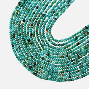 Arizona Turquoise Faceted Roundelle Beads: AAA Quality, 3-4mm