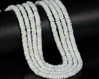 May include: A strand of white shell beads, with multiple strands of beads layered together. The beads are round and have a smooth, polished finish.