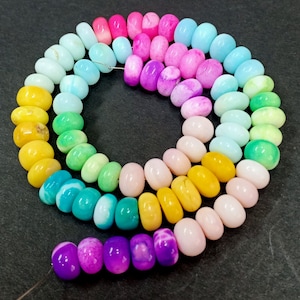 Beautiful Multi opal smooth rondelle shape beads, 16&quot; 8-9mm Mix color Opal smooth gemstone beads, AAA quality opal bead jewelry making craft
