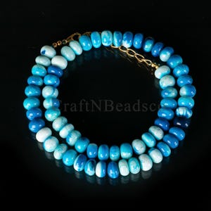 Gorgeous!!  Blue Opal Beads Necklace, Opal Smooth Rondelle Beads Necklace, Opal Jewelry, Shaded Blue Opal Necklace, Anniversary Gift For Her