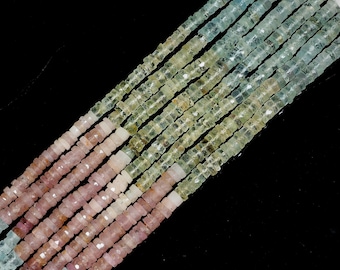 AAA Natural Aquamarine Faceted Tyre Cut Beads Aquamarine Gemstone Beads 5.MM Multi Aquamarine Rondelle Beads Sparkly Aquamarine Heishi Beads