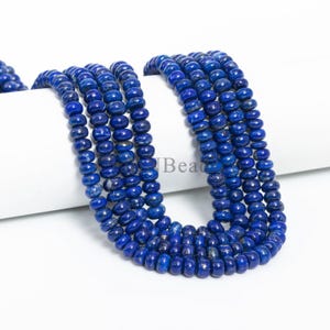AAA++ Natural Lapis Lazuli Smooth Rondelle Beads Strand Fine Quartz 5.5-6mm Beads ,Handmade Loose Gemstone Beads Craft Supply Jewelry Making