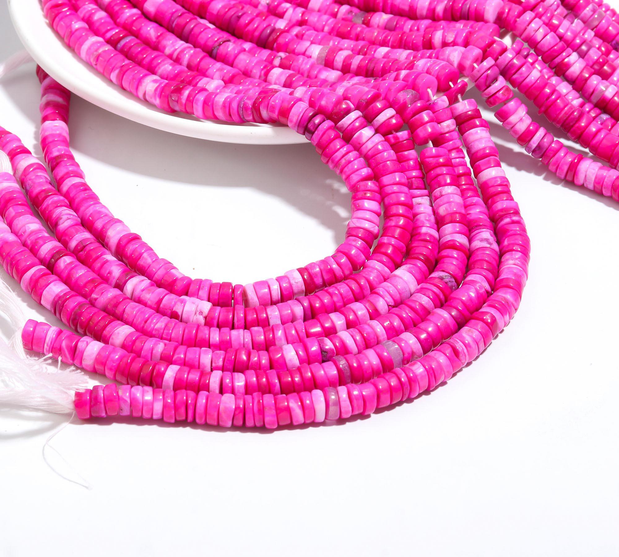 Reich rosa Opal Glatte Heishi Reifen Edelstein Perlen, AAA Lila schattierte Opal Plain Flache Scheibe Perlen Opal Handgemachte glatte Rad 7-8 mm / 13 "Lange.