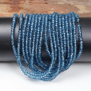 London Blue Topaz Gemstone Faceted Heishi Disc Shape Beads 5 mm Strand AAA Quality Healing Real Gemstone Beads for Jewelry Making