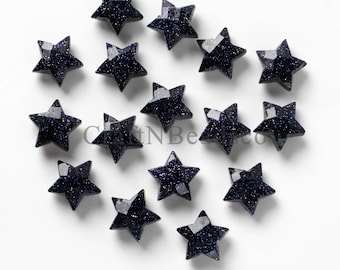 Niebieskie koraliki z kamienia słonecznego w kształcie gwiazdek, fasetowane brylanty, luźne kamienie szlachetne, 10 mm