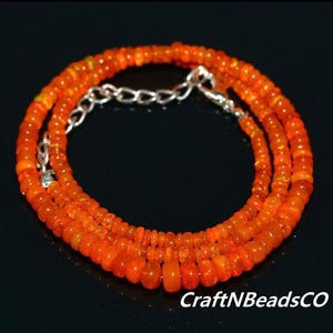 Natural Ethiopian Orange Flashy Opal Smooth Rondelle Beads Necklace , AAA+ Opal Rondelle Beads Necklace Gift for Her 16 ,18,20, 22 Inch Long