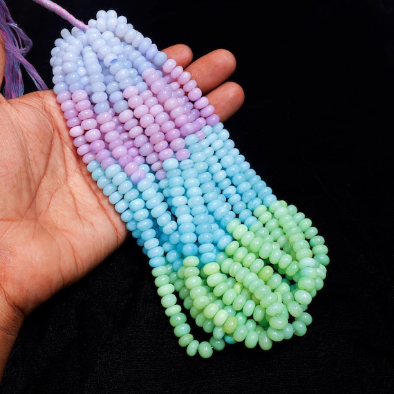 Multi-color Opal Rondelle Shaped Beads for Custom Jewelry, Vibrant