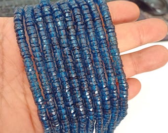 Top-Qualität London Blue Topas Edelstein Glatte Heishi Form Perlen 5-6 mm Strang AAA Qualität Healing Edelstein Perlen für die Schmuckherstellung 16 &quot;