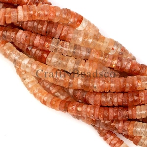 Natural Sunstone Gemstone Faceted Heishi Disc Shape Beads 6-7mm Strand AAA Quality Yoga Healing Real Gemstone Beads for Jewelry Making SALE