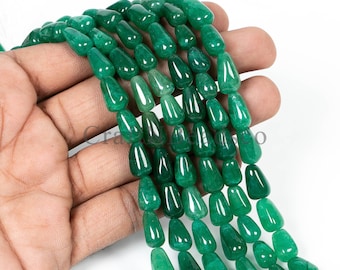 Perles D'Aventurine Verte En Forme De Goutte - 12x8mm - Lot De 4 Pièces - Pour Création De Bijoux