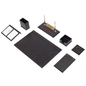 Leather Desk Set 9 Accessories Black | Personalized Desk Set | Best Gift For All | Customized Gift | Free Ship