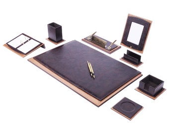 Esse Lux Juego de escritorio de cuero Marrón 10 accesorios / Juego de escritorio personalizado / Mejor regalo para todos / Regalo personalizado / Envío gratuito