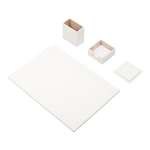 Leather Desk Set 4 Accessories White | Personalized Desk Set | Best Gift For All | Customized Gift | Free Ship
