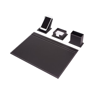 Leather Desk Set Black 4 Accessories | Personalized Desk Set | Best Gift For All | Customized Gift | Free Ship