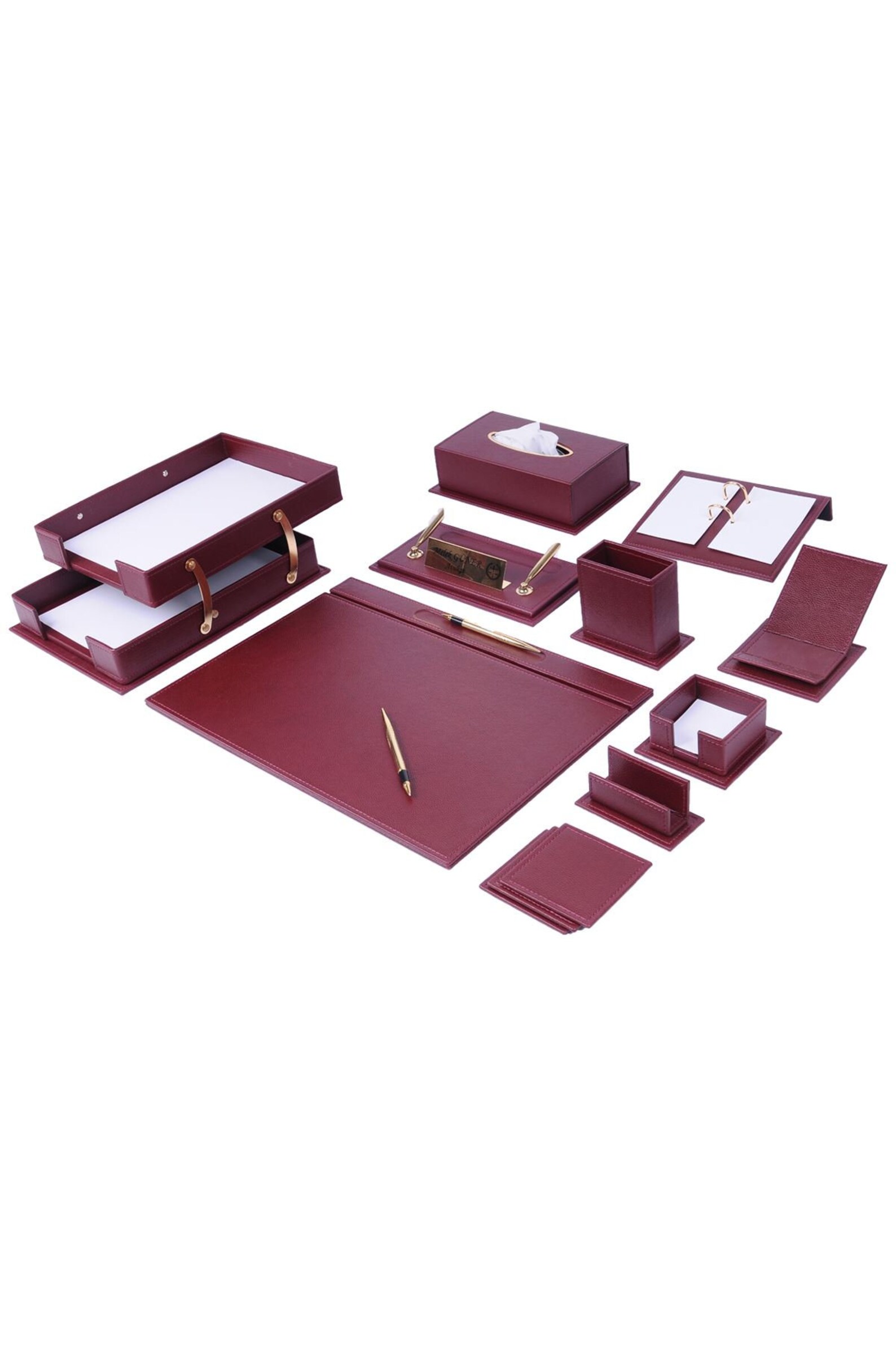 Setra Leather Desk Set Bordeaux 14 Accessories Personalized Desk Set Best Gift for All Leather