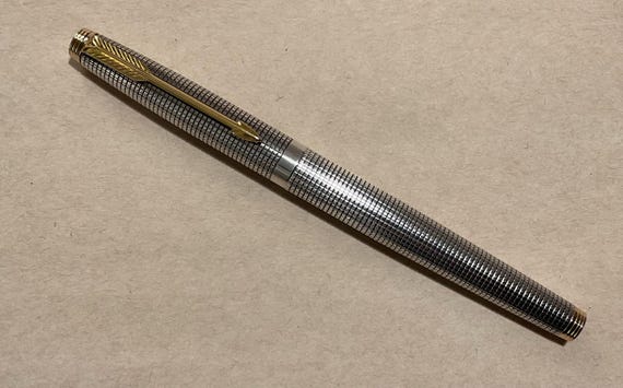 Vintage Parker 75 Sterling Cap & Barrel, Ciselé Fountain Pen With