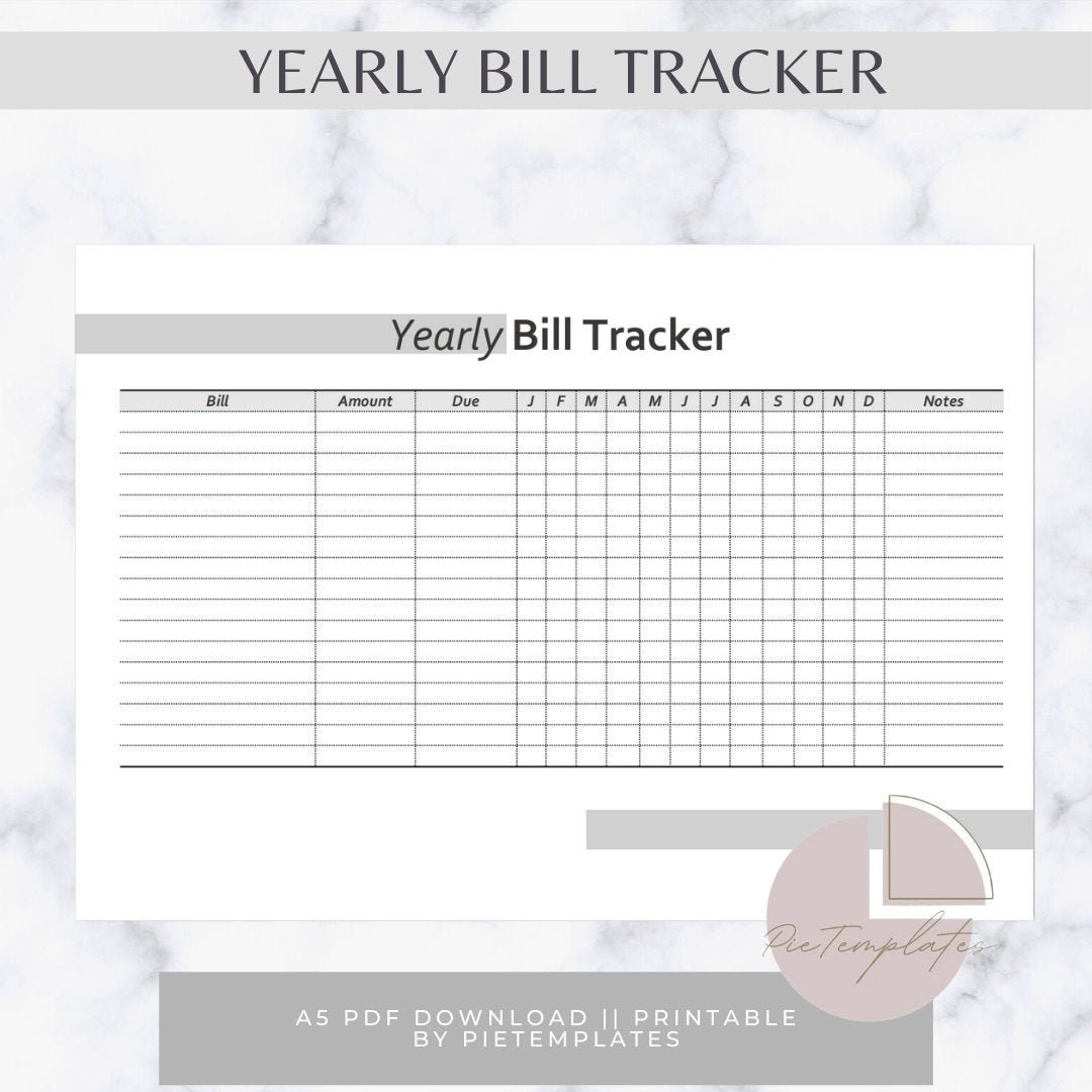 Bill Tracker A5 &amp; A4 Printable Planner Digital PDF | Etsy