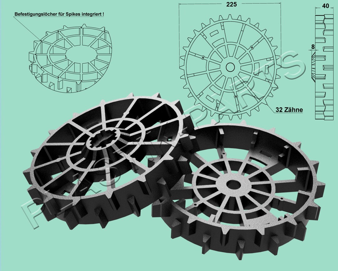 Drive Wheels Set of 2 Off road Profile for WORX Landroid L