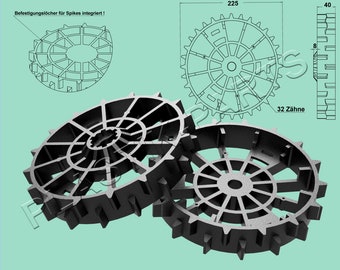 Ruote motrici set di 2 profilo fuoristrada per WORX Landroid L WR153E WR155E L1500