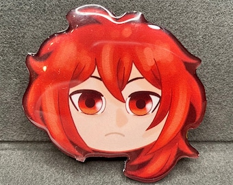 Genshin Impact-Inspired Fan-Made Cute Diluc Chibi Face Phone Grip