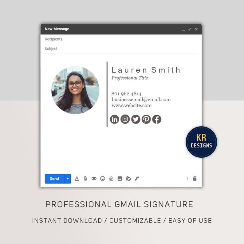 Gmail Professional Signature Template Instant Download Easy of Use Full ...