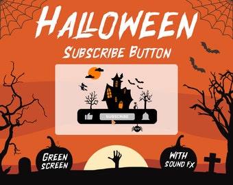 Halloween YouTube Subscribe Animation | Youtube Subscribe Button w/ sound effects | Green Screen | Drag and Drop | Instant Download