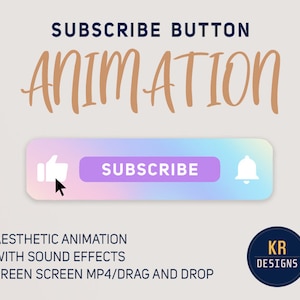 ANIMATED SUBSCRIBE BUTTON | Youtube Subscribe Button Aesthetic Animation w/ sound effects | Overlay | Green Screen | Drag and Drop |