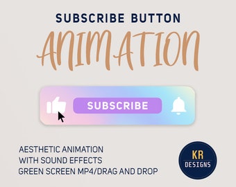 ANIMATED SUBSCRIBE BUTTON | Youtube Subscribe Button Aesthetic Animation w/ sound effects | Overlay | Green Screen | Drag and Drop |