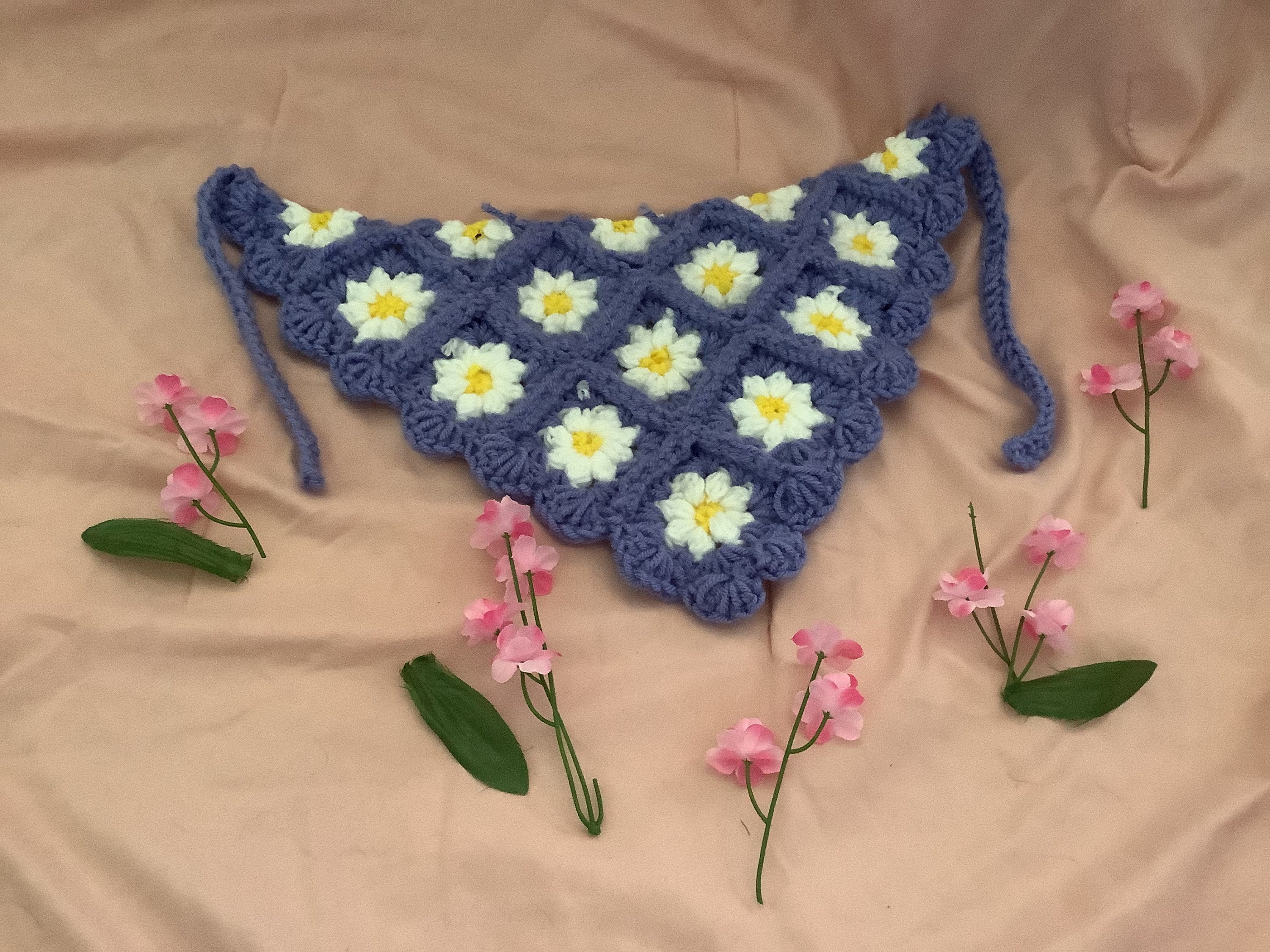 Cute Purple Reversible Daisy Crochet Bandana Etsy