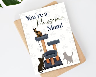 Mother’s Day Card, Cute Cat Mom Card, Happy Mother’s Day Handmade Card, New Pet Parent Cat Owner Greeting Card, Cat Lover Card for Mom