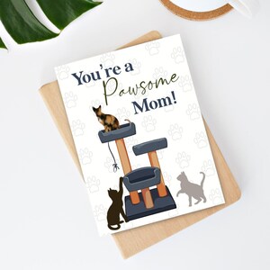 Tarjeta del Día de la Madre, linda tarjeta para mamá gata, tarjeta hecha a mano para el Día de la Madre, tarjeta de felicitación para nuevos dueños de gatos y mascotas, tarjeta para amantes de los gatos para mamá