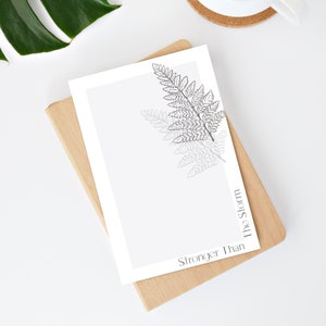 Bloc de notas con estampados botánicos, bloc de notas con citas motivacionales, bloc de notas con lista de tareas, papelería con diseño de helecho, regalo para amantes de las plantas y la naturaleza.