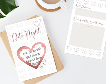 12 Date Night Idea Cards, Scratch Off Date Night Ideas Card Set, Romantic Couple Date Prompts, Newlywed & Anniversary Gift, Valentines Gift