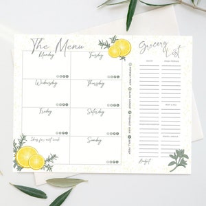 Meal Planner & Grocery List, Weekly Meal Plan, Meal Planning Notepad for Command Center, Family Dinner Menu with Magnetic Shopping List