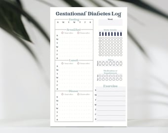 Gestational Diabetes Log, Blood Sugar Log, Fasting Blood Glucose Tracker, Diabetes Monitoring Notepad, Diabetic Planner With Habit Trackers