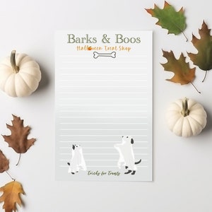 Bloc de notas para perros de Halloween, lindo perro fantasma para hacer la lista, bloc de notas para amantes de los perros, lista de compras de comestibles forrada, lista de verificación de papelería para mamá o papá perro