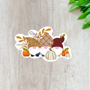 Pegatina de gnomo de otoño, pegatina de gnomos estéticos de otoño, pegatina de computadora portátil, pegatinas de planificador y diario, calcomanía linda de gnomos de calabaza